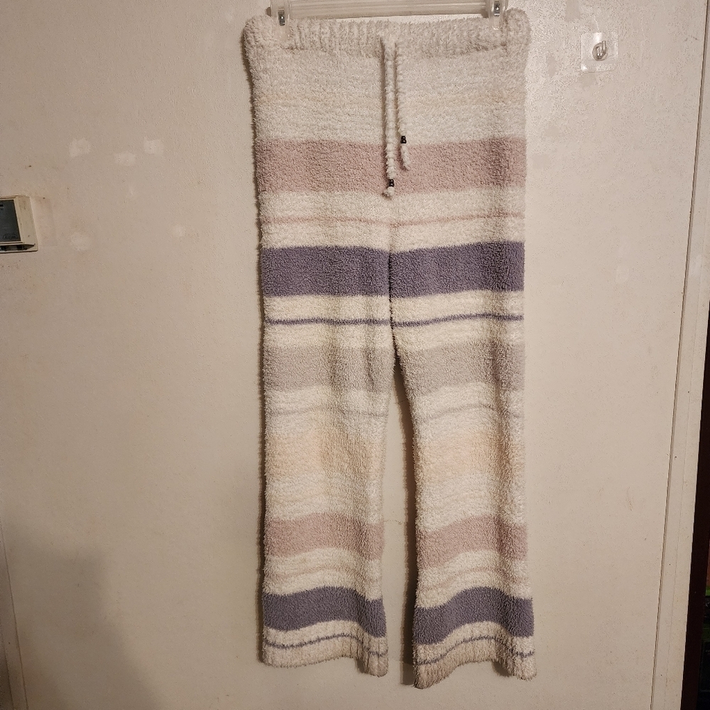 POL Berber Fleece Soft Fuzzy Knit Striped Lounge Pants Size M, Inseam 29"
